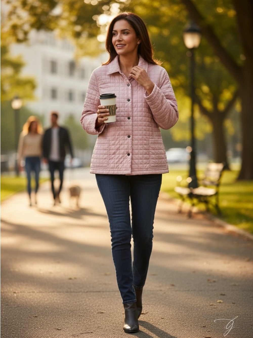 Doncaster Quilted Snap-Front Jacket in Soft Pink